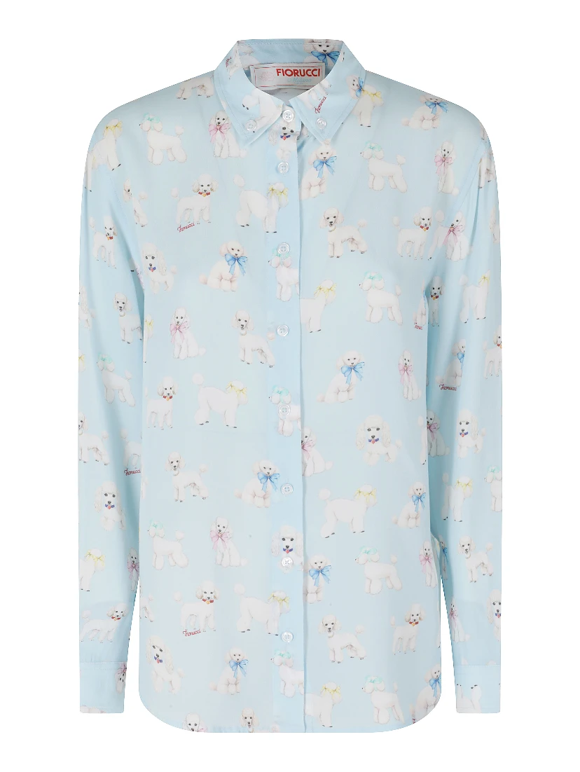 POODLE PRINT CREPE DE CHINE SHIRT