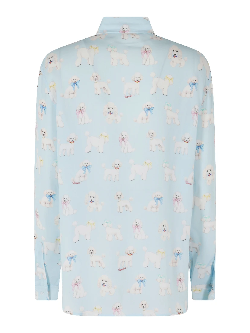 POODLE PRINT CREPE DE CHINE SHIRT