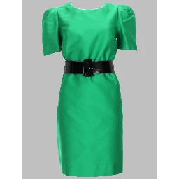 satin belted mini dress