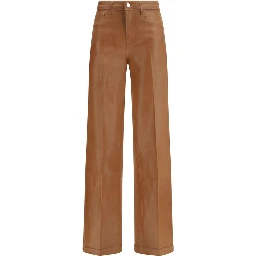 Beige Cotton High-Waisted Jean