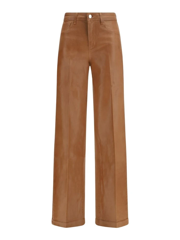 Beige Cotton High-Waisted Jean