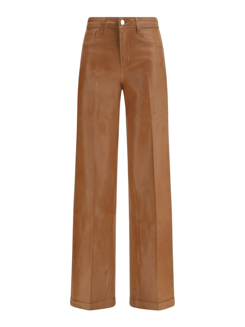 Beige Cotton High-Waisted Jean