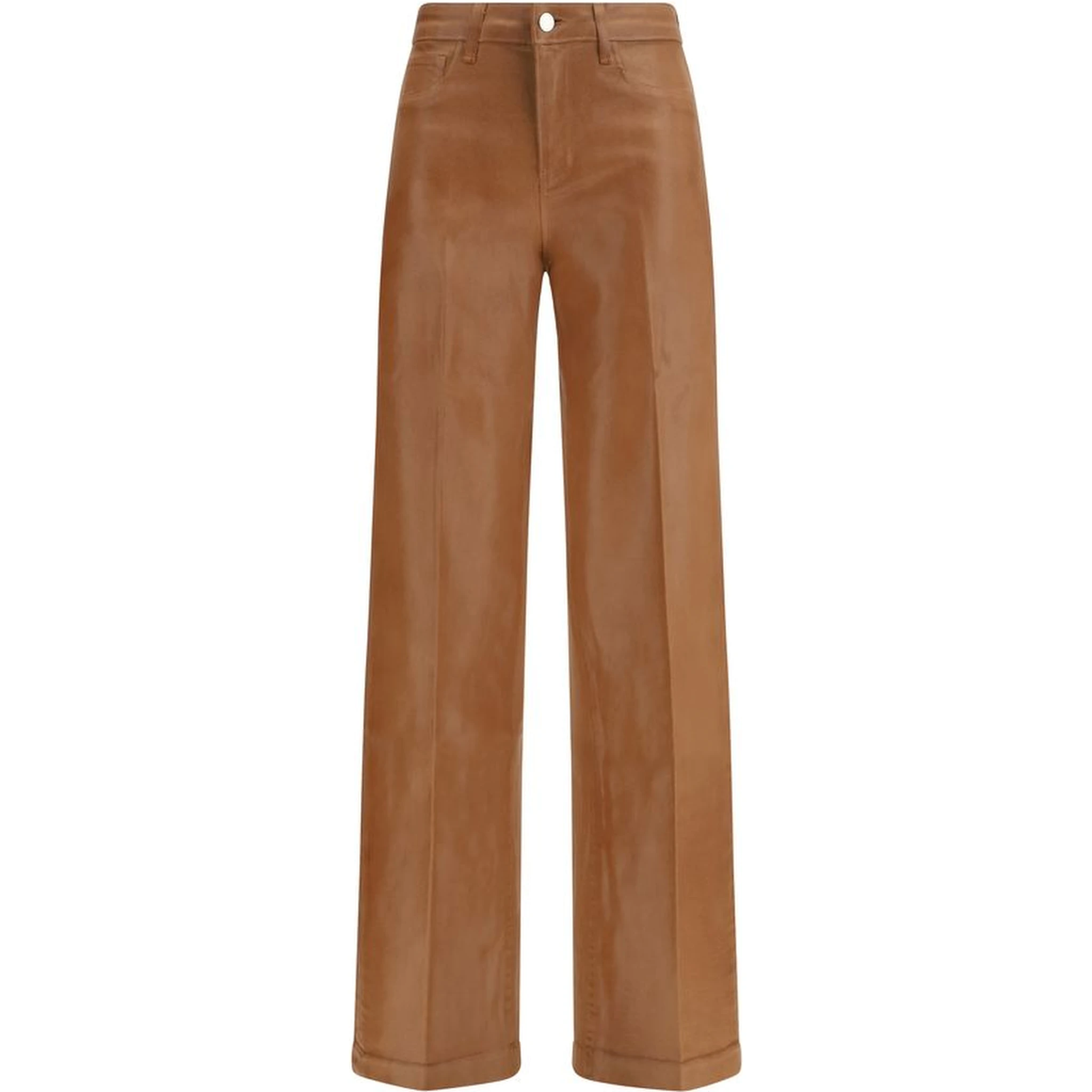 Beige Cotton High-Waisted Jean