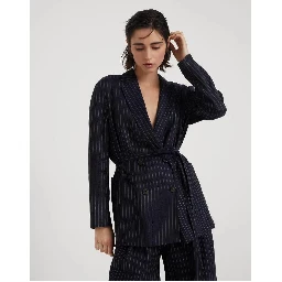 Bicolor Cotton Full-Length Jacket