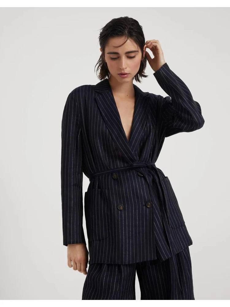 Bicolor Cotton Full-Length Jacket