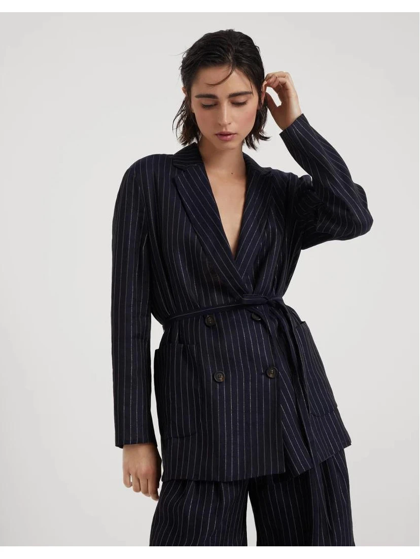 Bicolor Cotton Full-Length Jacket