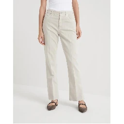 Beige Cotton Casual Pants