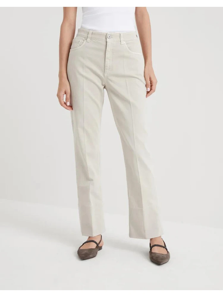 Beige Cotton Casual Pants