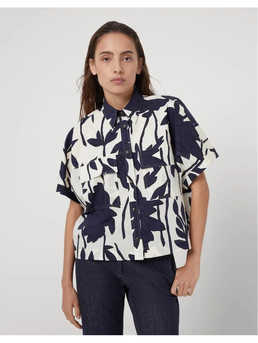 Bicolor Cotton Pattern Shirt