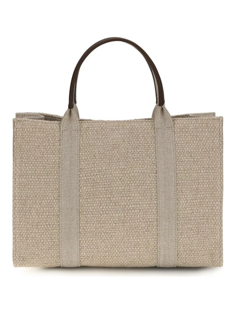 Beige Fabric Handbag