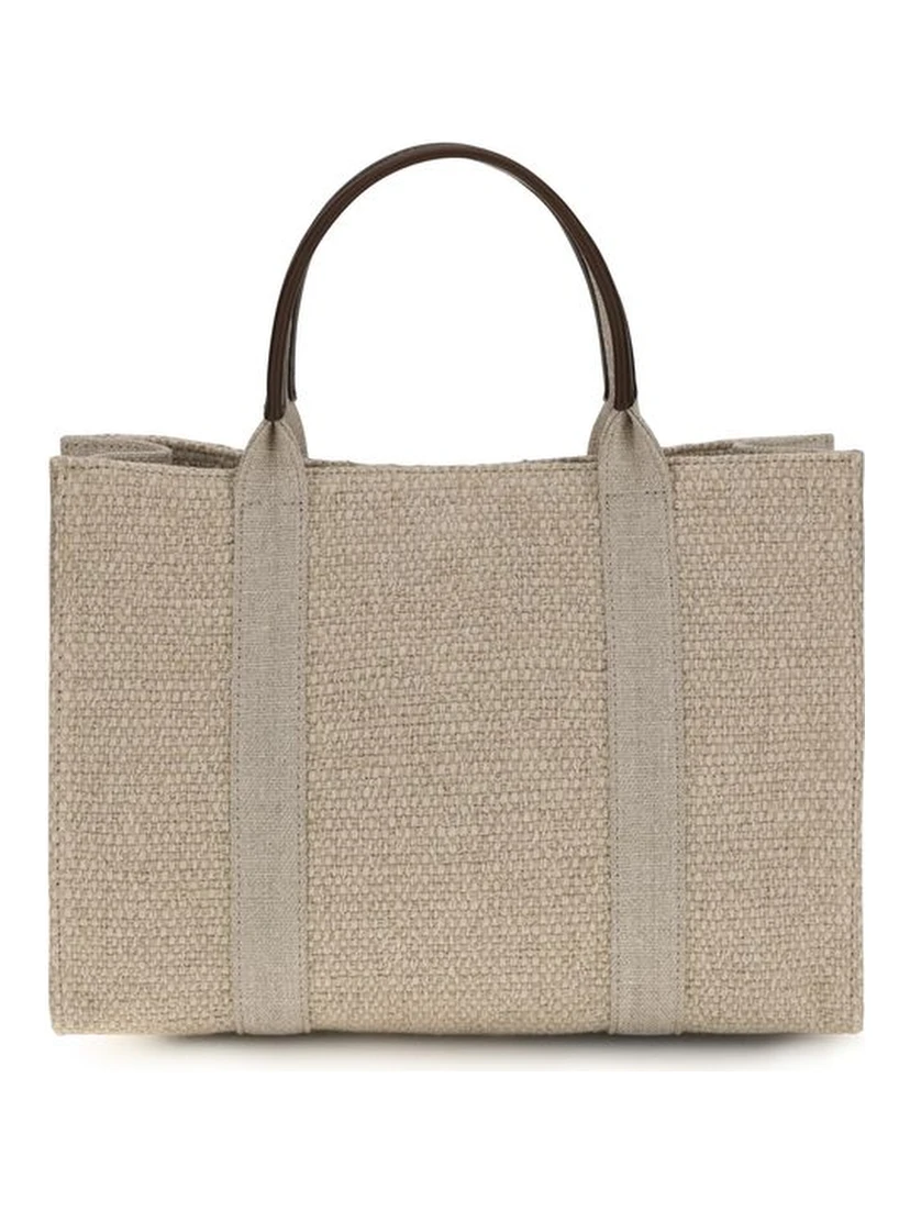 Beige Fabric Handbag