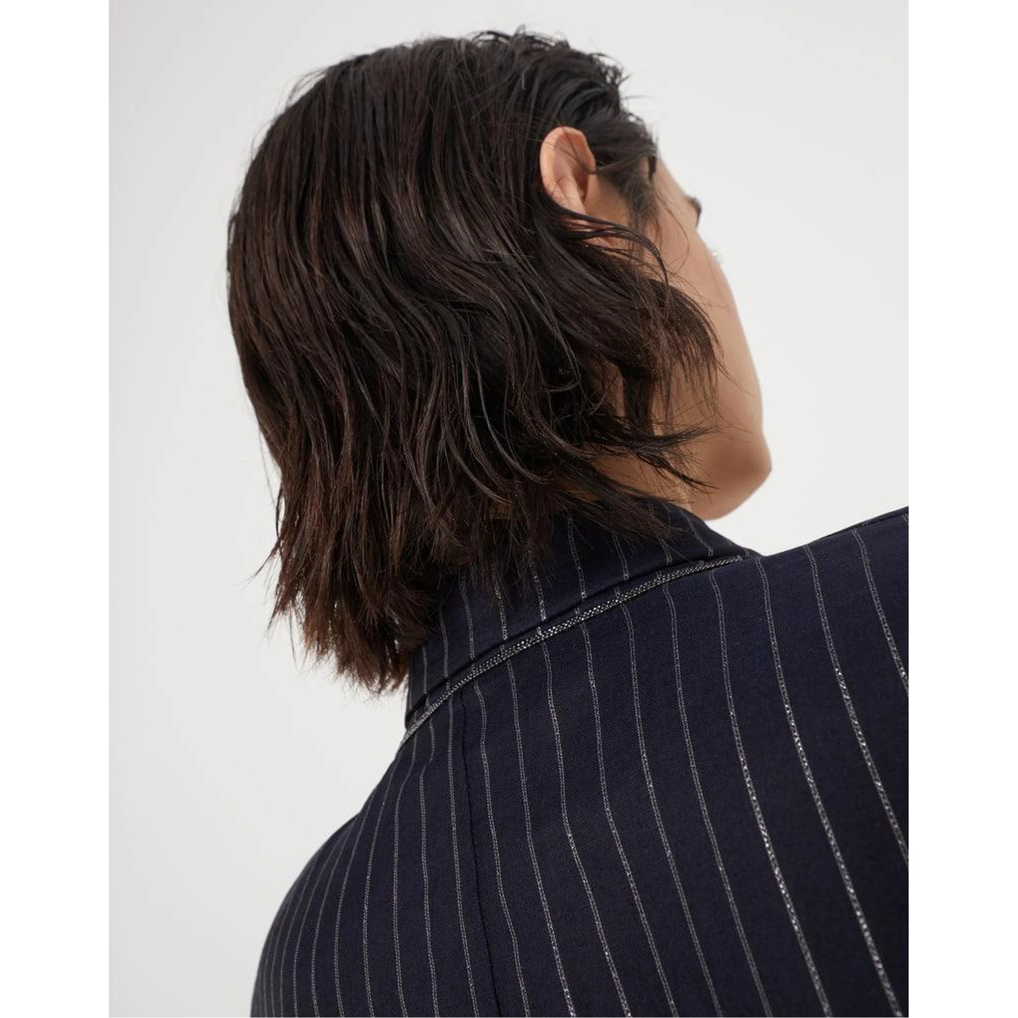 Bicolor Cotton Full-Length Jacket