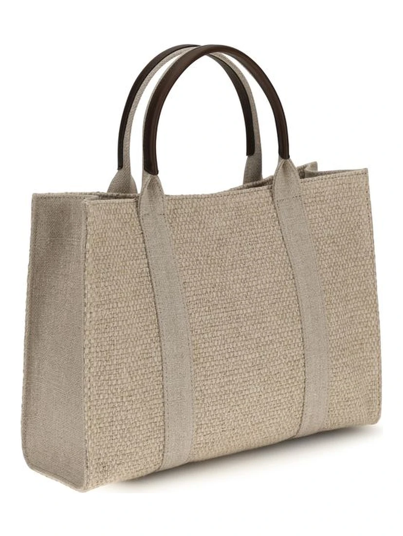 Beige Fabric Handbag