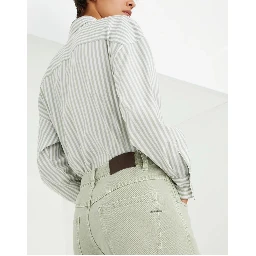 Green Cotton Straight-Leg Jeans