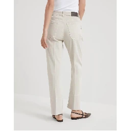 Beige Cotton Casual Pants