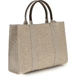 Beige Fabric Handbag