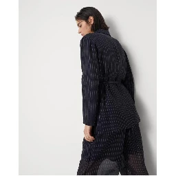 Bicolor Cotton Full-Length Jacket