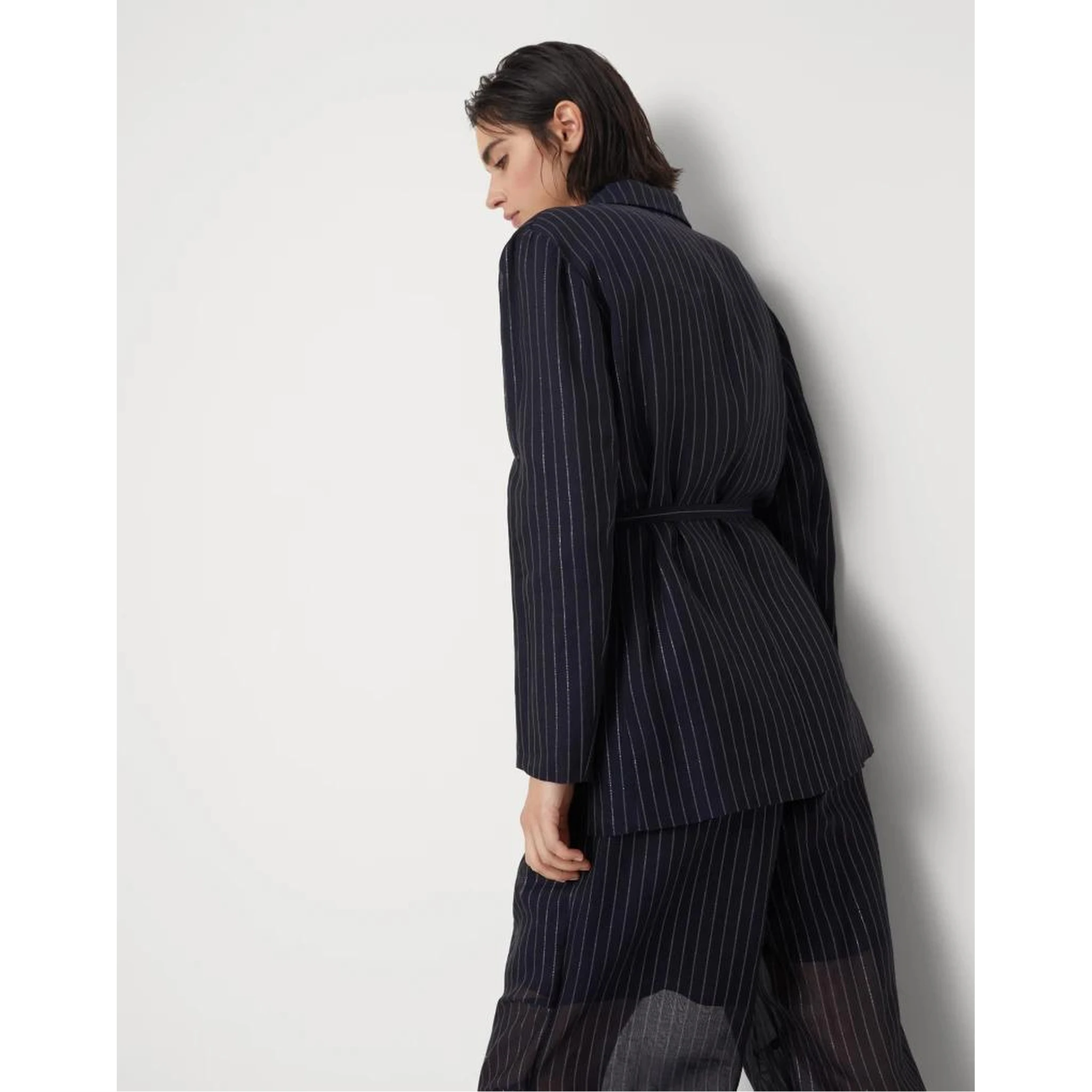 Bicolor Cotton Full-Length Jacket