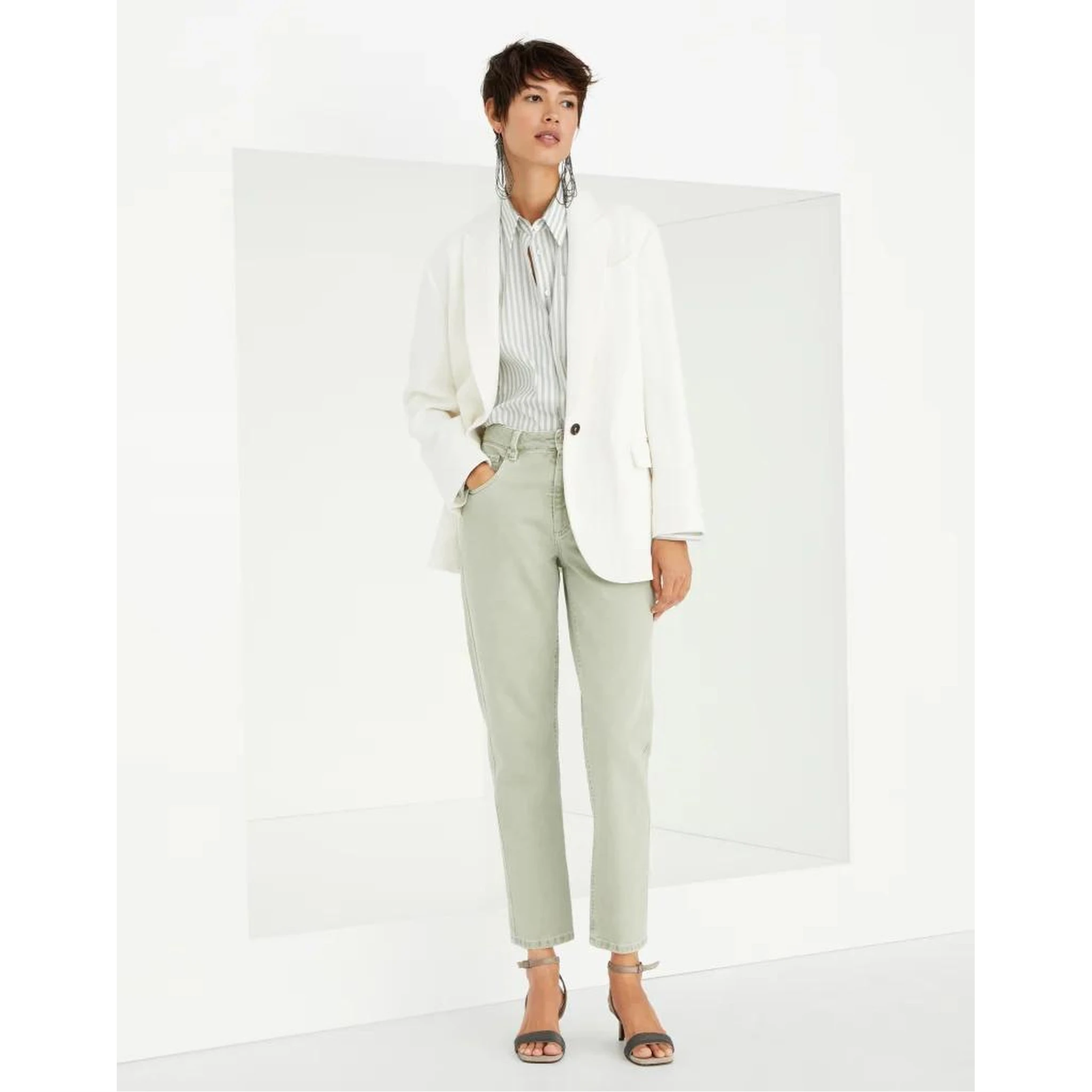 Green Cotton Straight-Leg Jeans