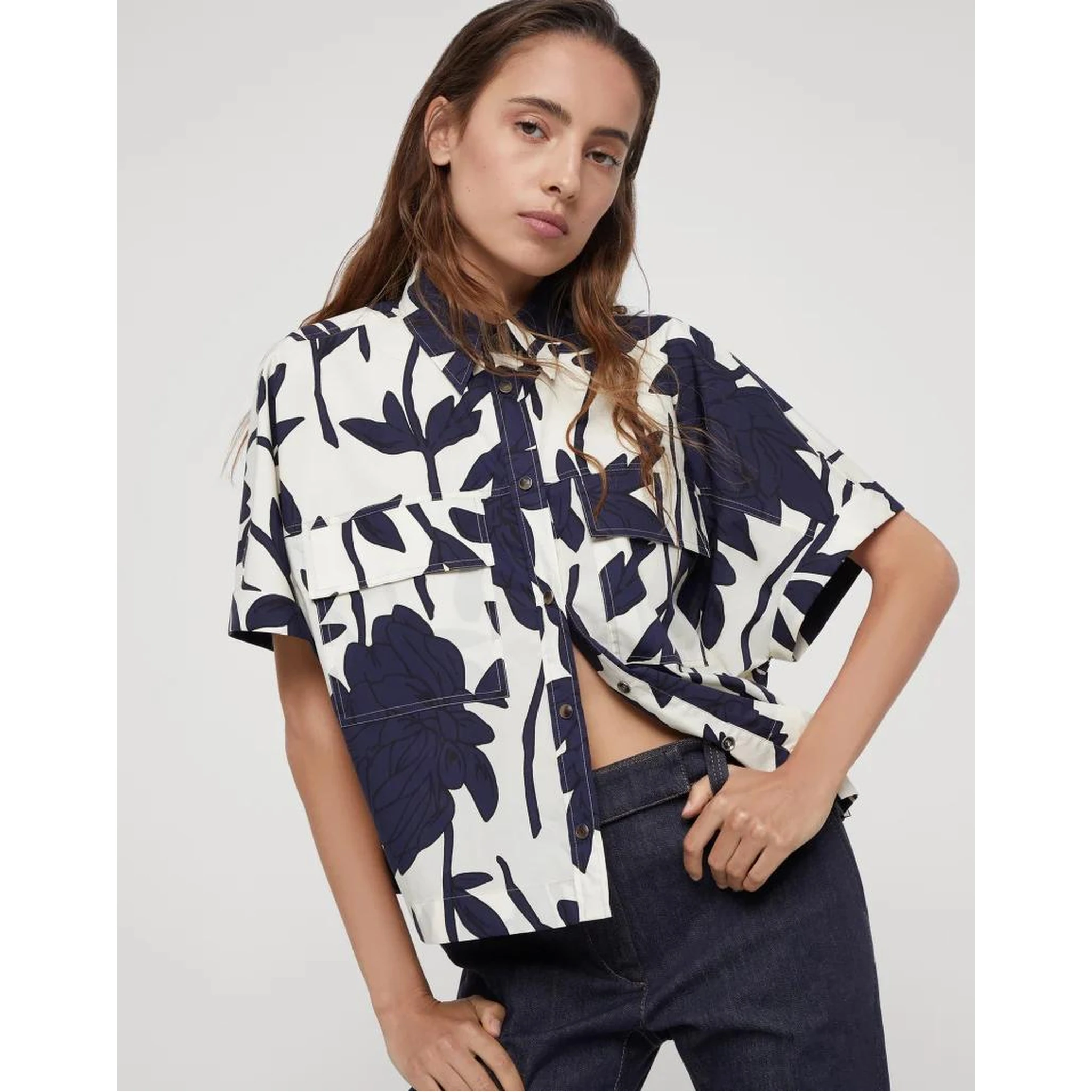 Bicolor Cotton Pattern Shirt