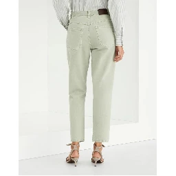 Green Cotton Straight-Leg Jeans