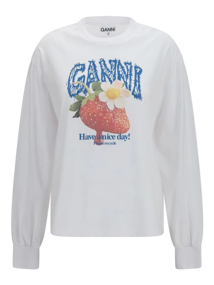 White Cotton Long Sleeve T-Shirt