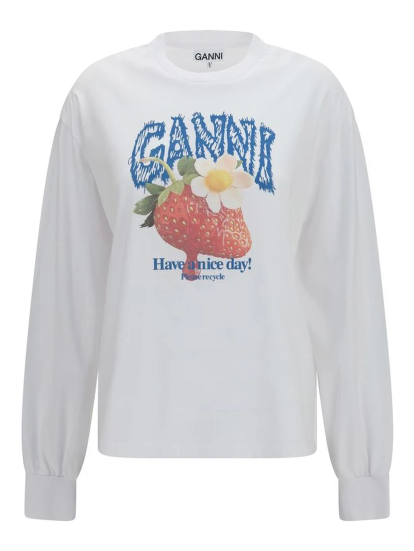 White Cotton Long Sleeve T-Shirt