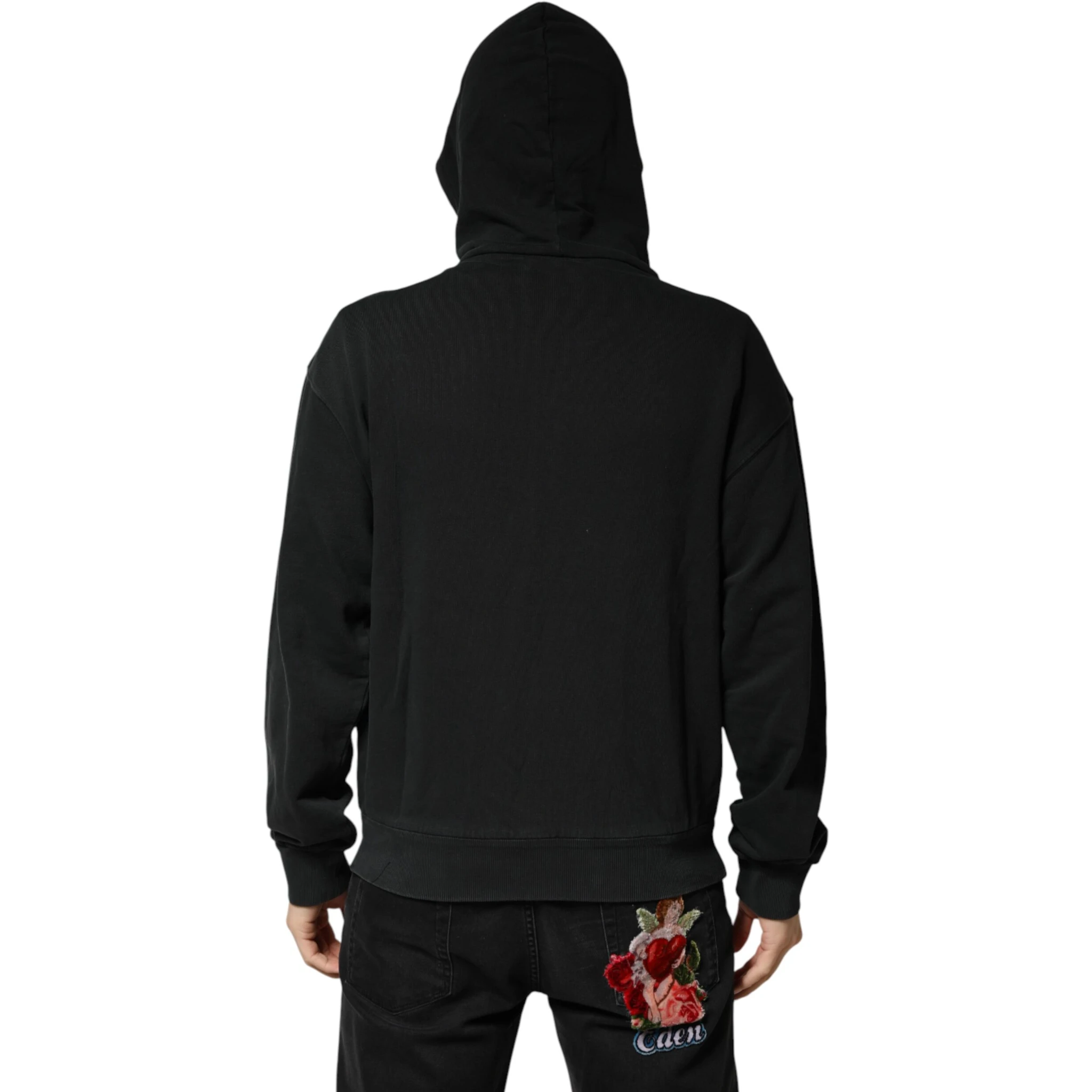 Black Full Zip Hooded Men Sweatshirt Sweater