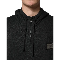Black Full Zip Hooded Men Sweatshirt Sweater