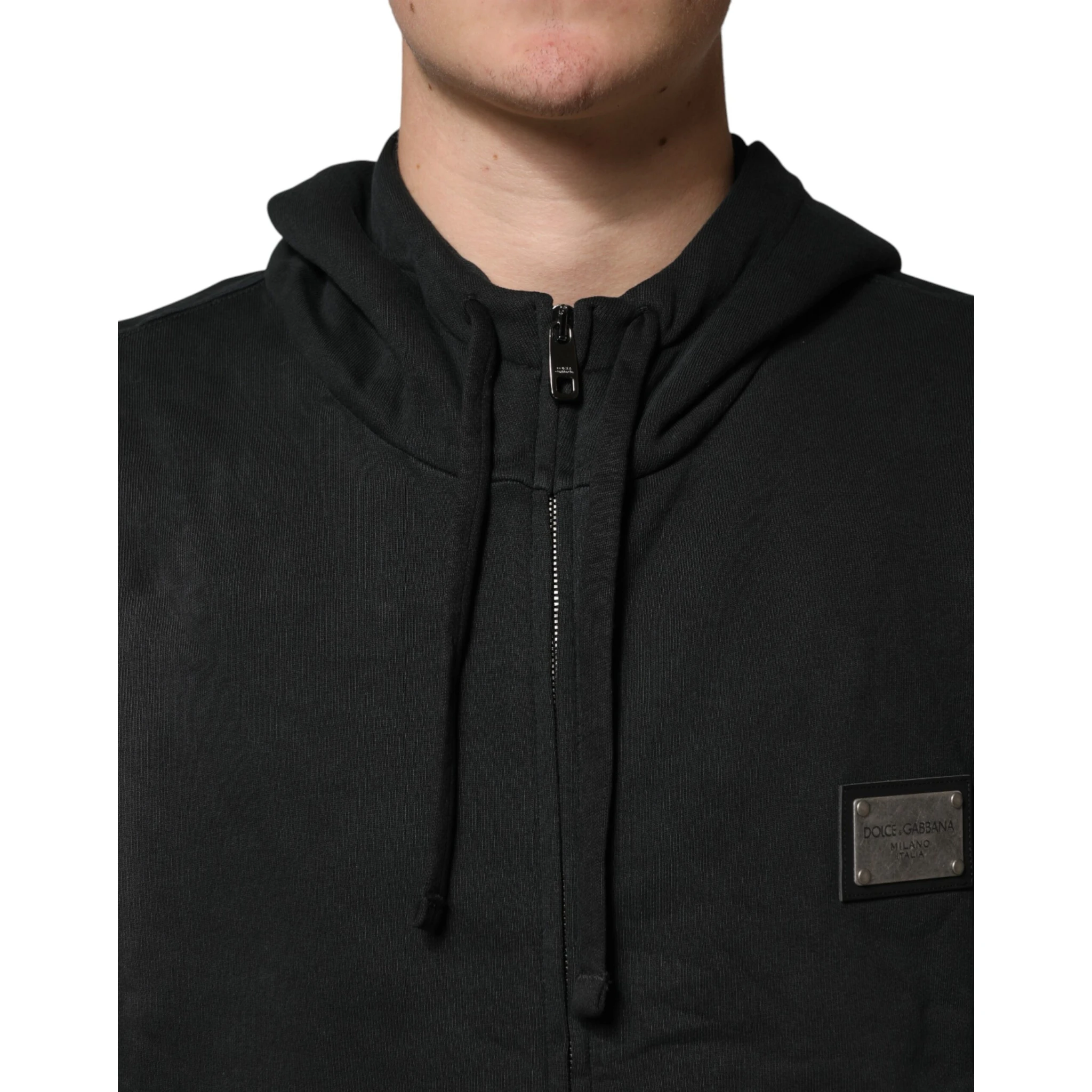 Black Full Zip Hooded Men Sweatshirt Sweater