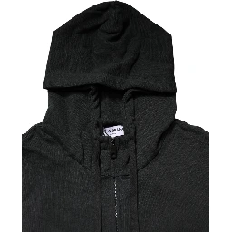 Black Full Zip Hooded Men Sweatshirt Sweater