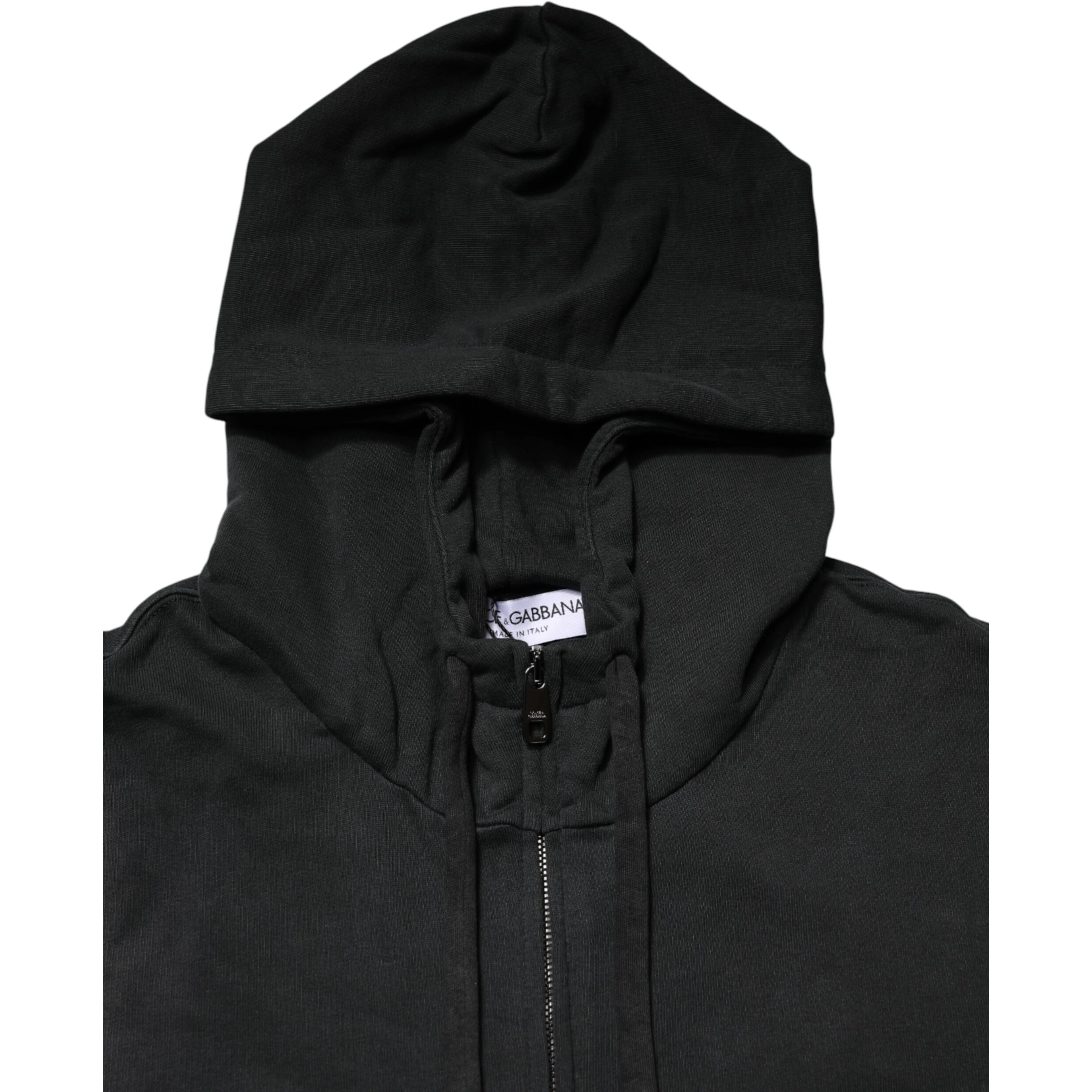 Black Full Zip Hooded Men Sweatshirt Sweater