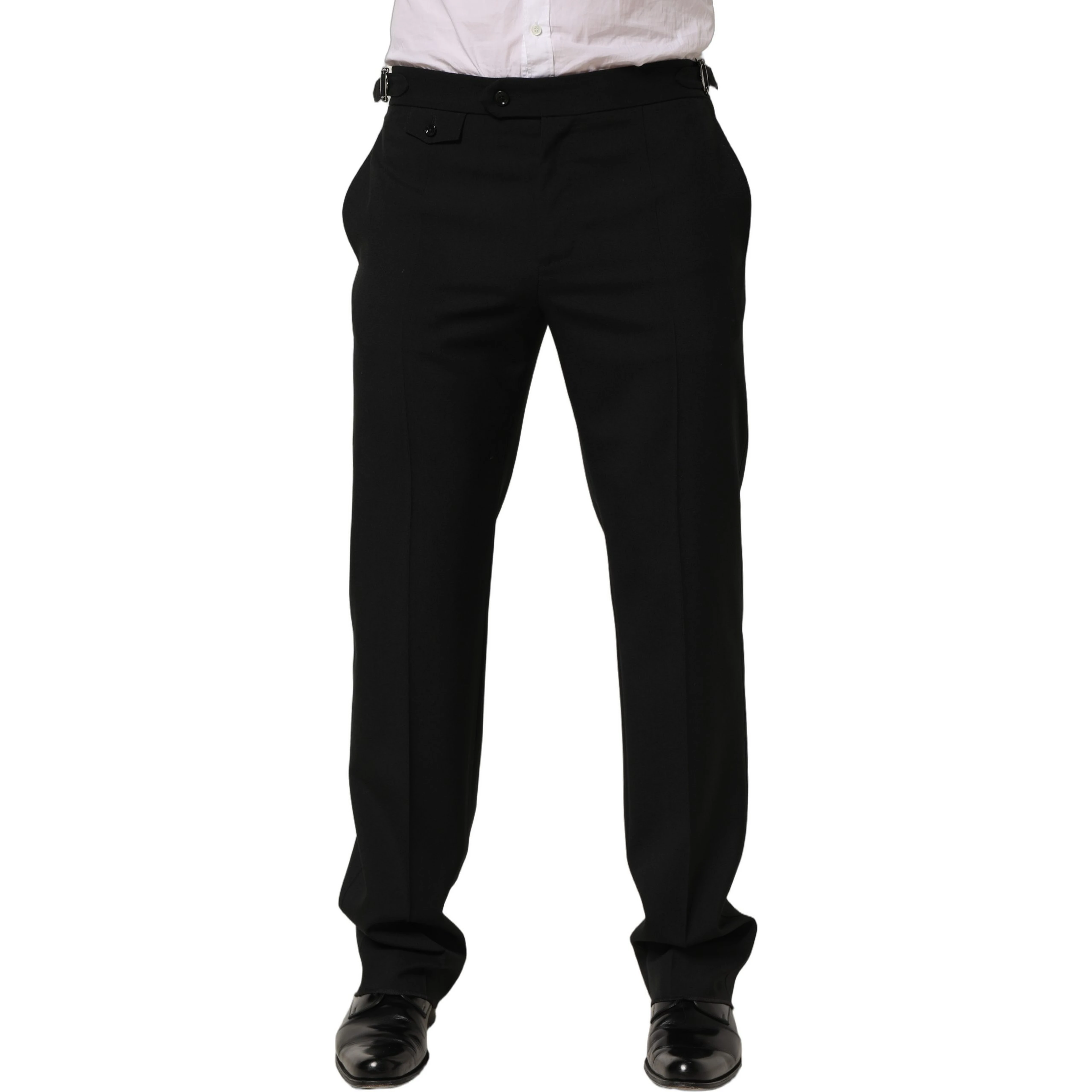 Black Tapered Leg Men Dress Trouser Pants