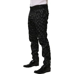 Black Polka Dot Cotton Dress Trouser Pants