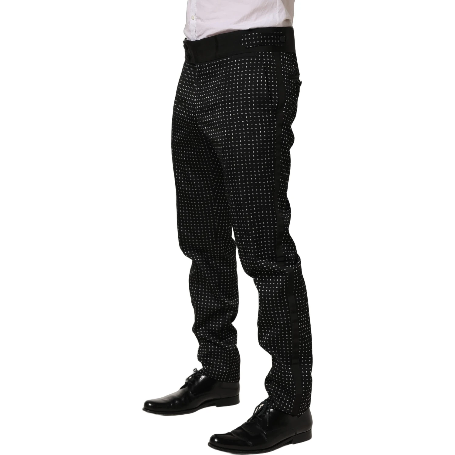Black Polka Dot Cotton Dress Trouser Pants