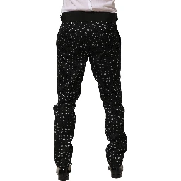 Black Polka Dot Cotton Dress Trouser Pants