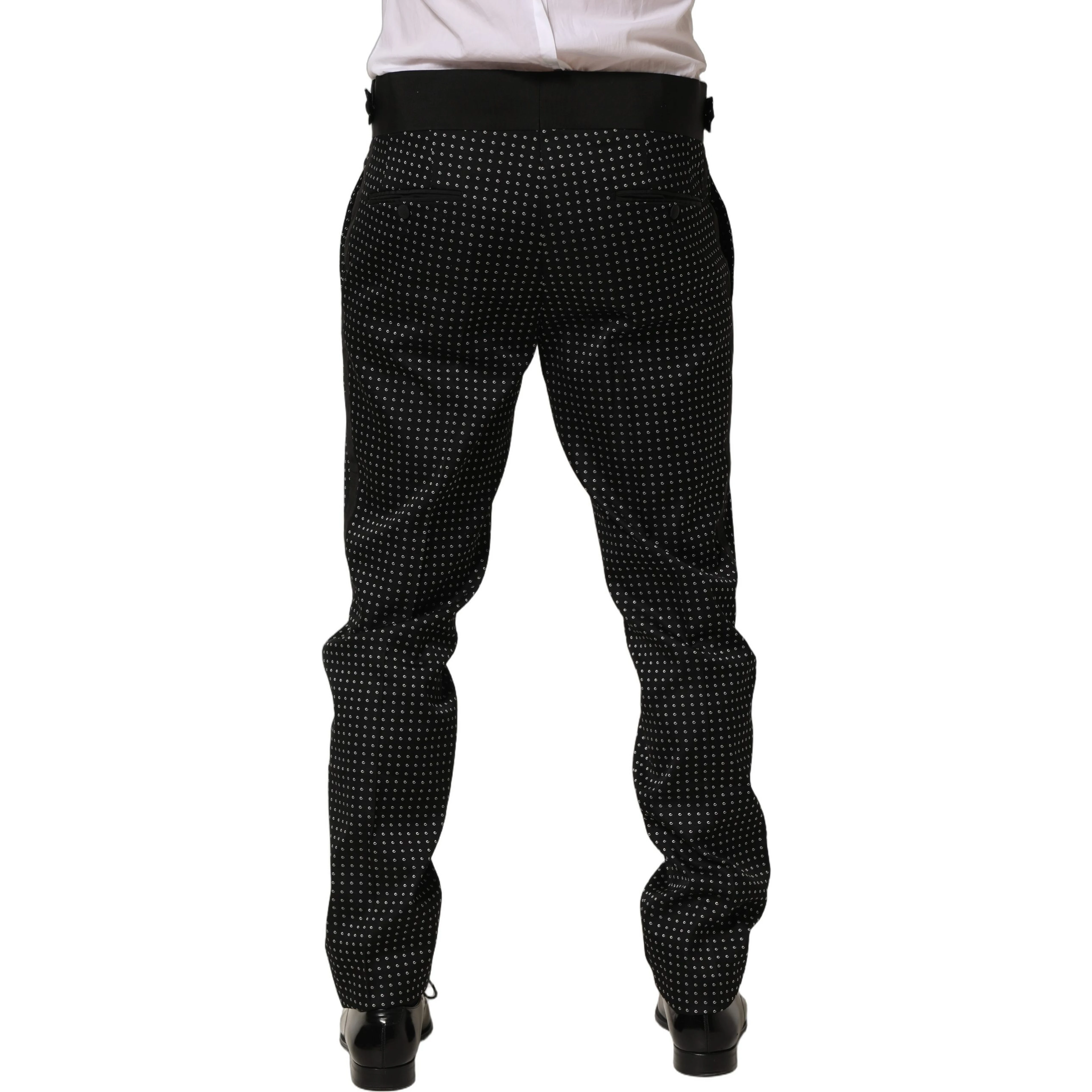 Black Polka Dot Cotton Dress Trouser Pants