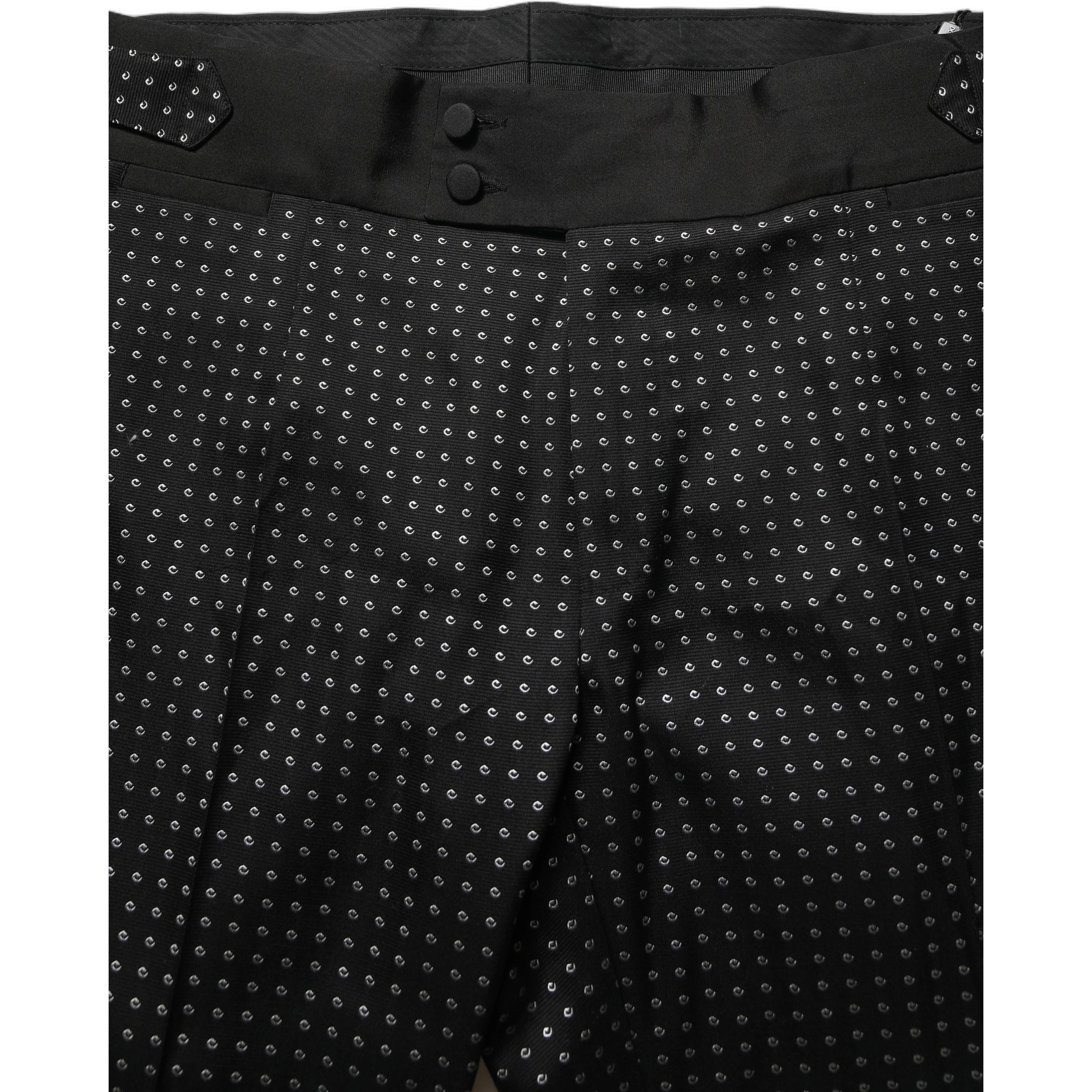 Black Polka Dot Cotton Dress Trouser Pants