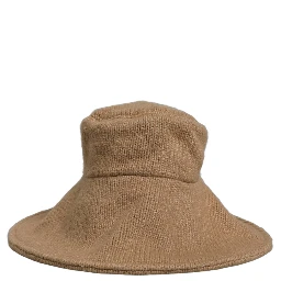 Women Brown Cotton Knit WideBrim Bucket Capello Hat