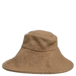 Women Brown Cotton Knit WideBrim Bucket Capello Hat
