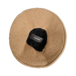 Women Brown Cotton Knit WideBrim Bucket Capello Hat