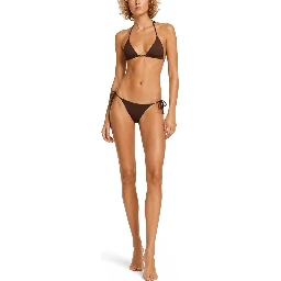 TOP BIKINI IN NYLON CON CHIUSURA A LACCETTI