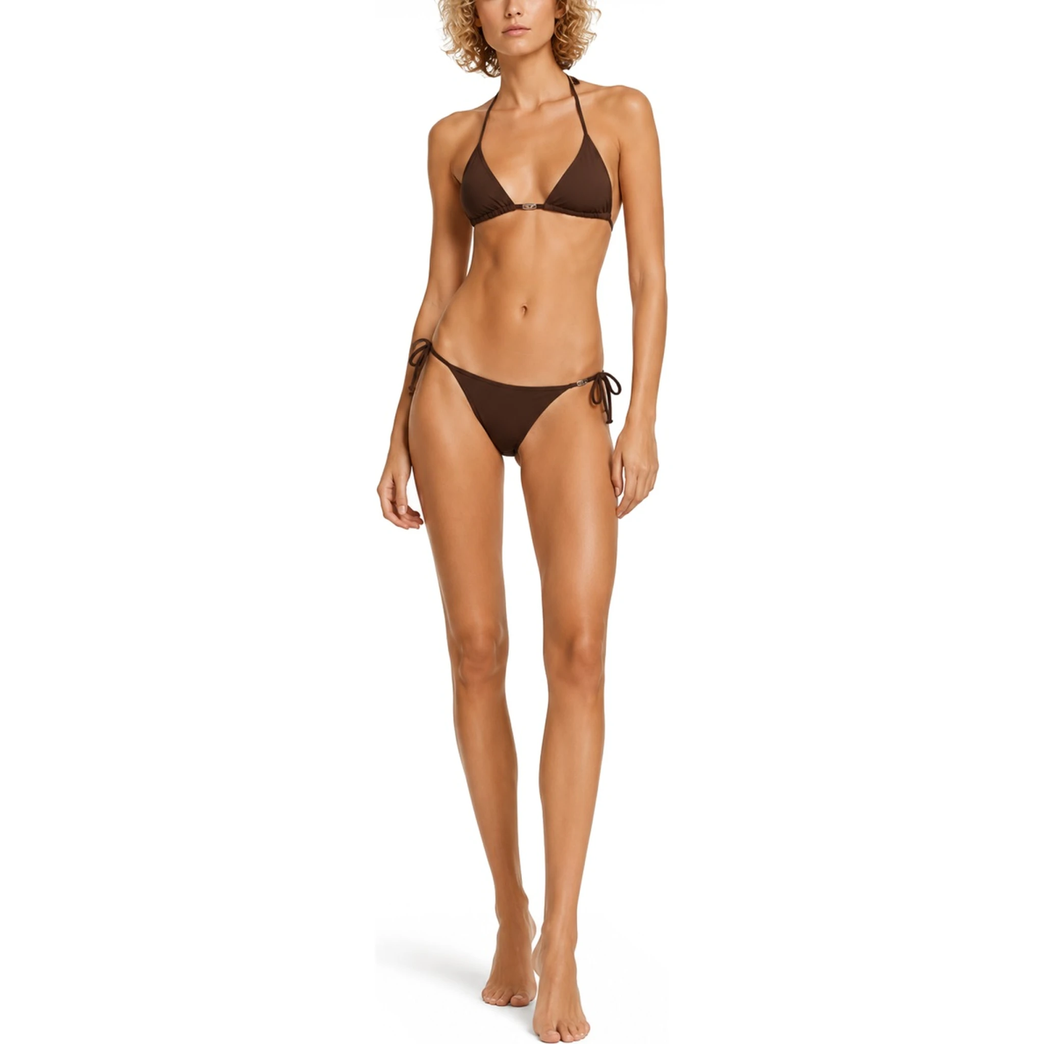 TOP BIKINI IN NYLON CON CHIUSURA A LACCETTI