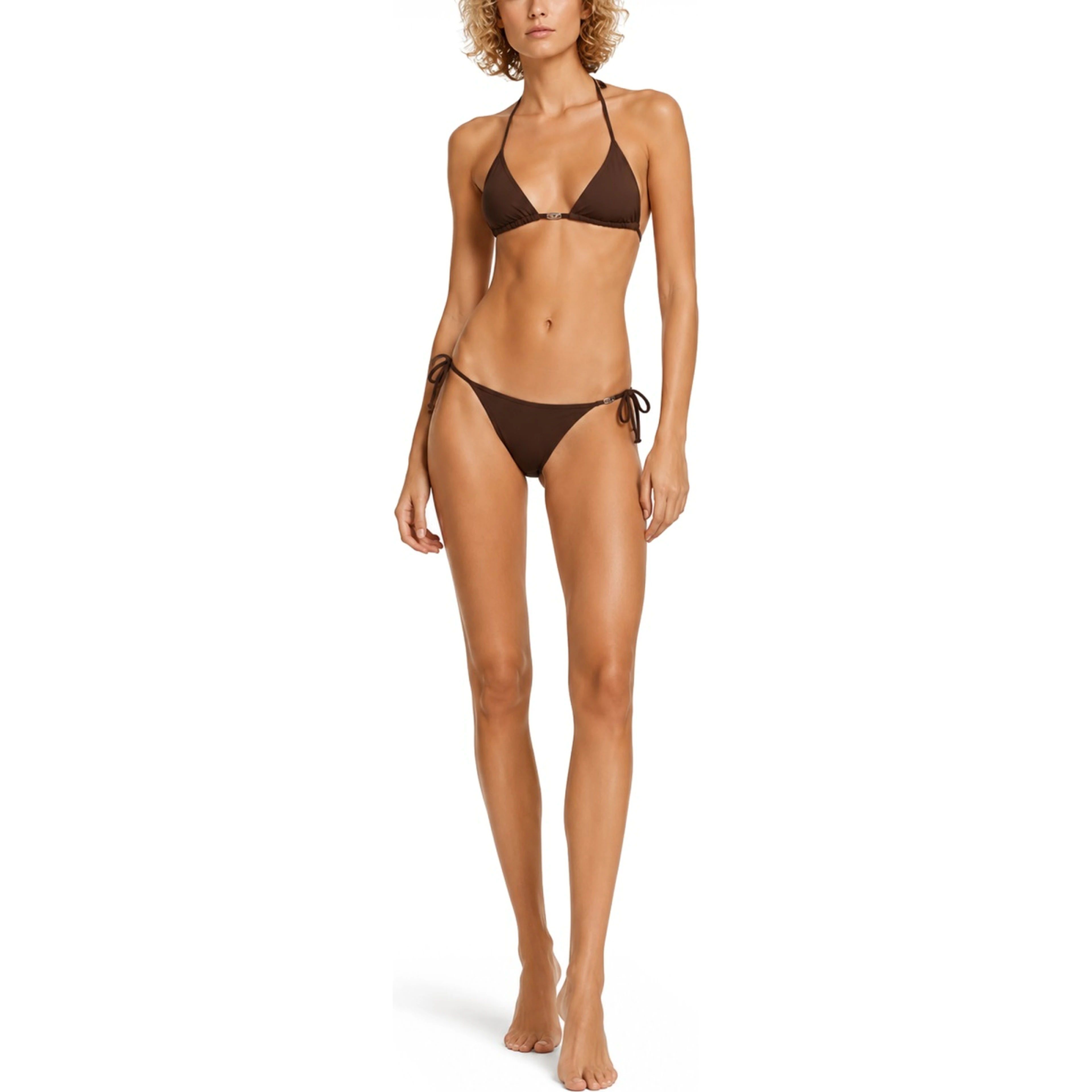 TOP BIKINI IN NYLON CON CHIUSURA A LACCETTI