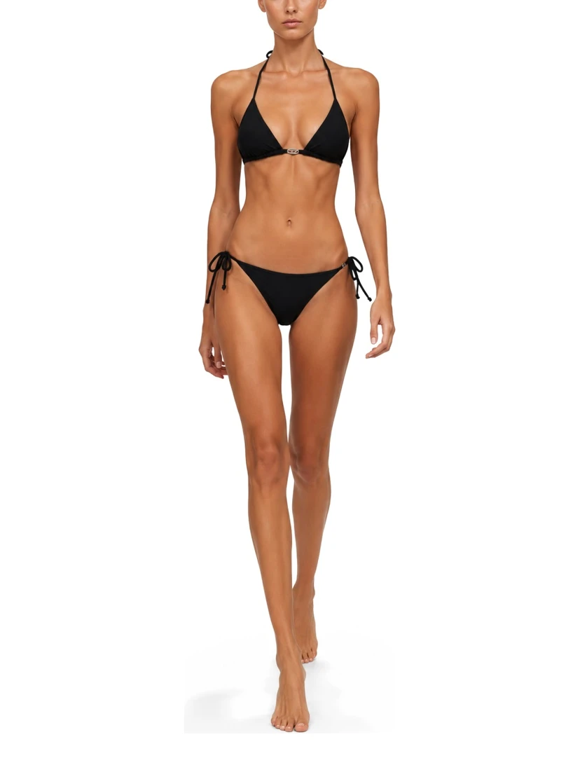 TOP BIKINI IN NYLON CON CHIUSURA A LACCETTI
