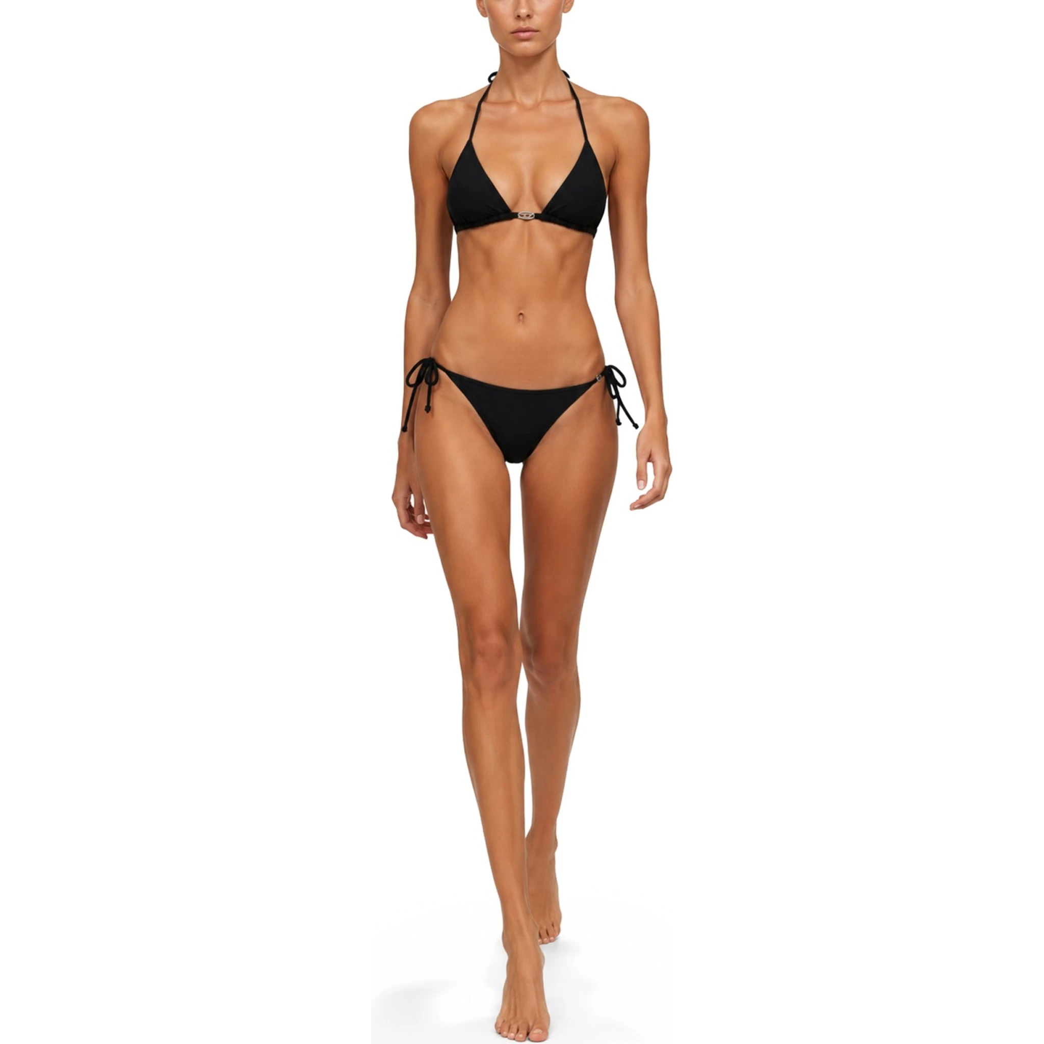 TOP BIKINI IN NYLON CON CHIUSURA A LACCETTI