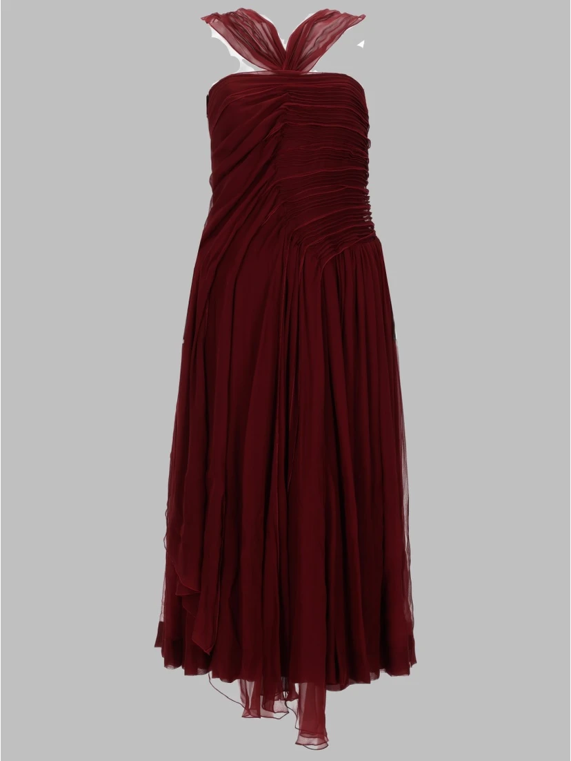 halter strap chiffon dress