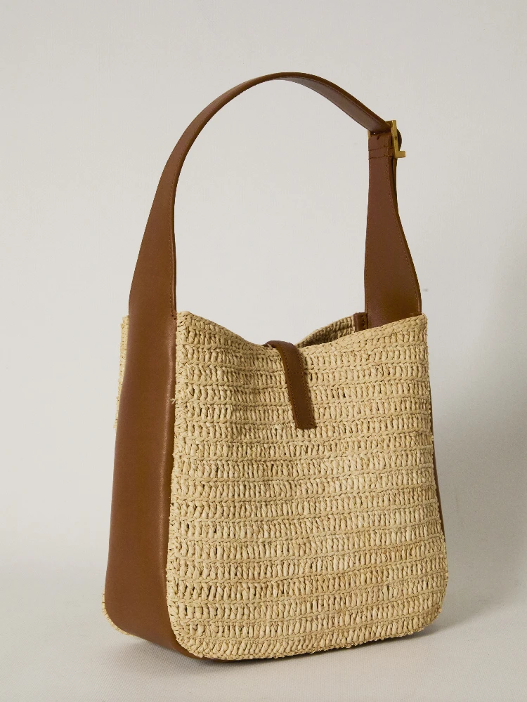 Le 5 à 7 raffia and leather bag alternative
