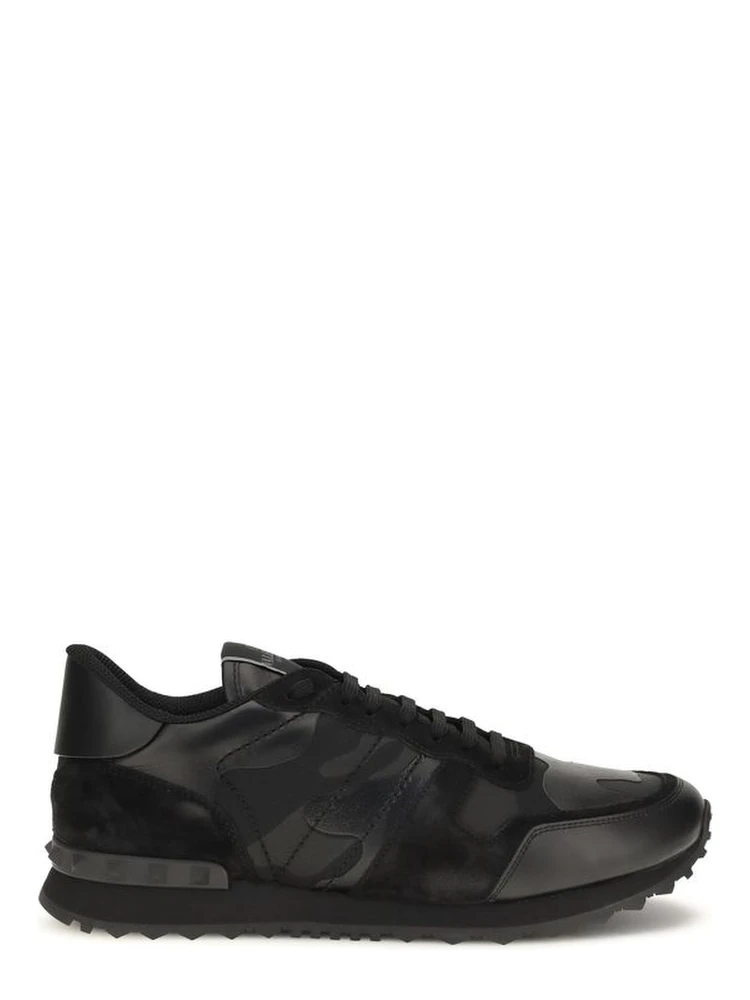 Black Polyester Athletic Sneakers