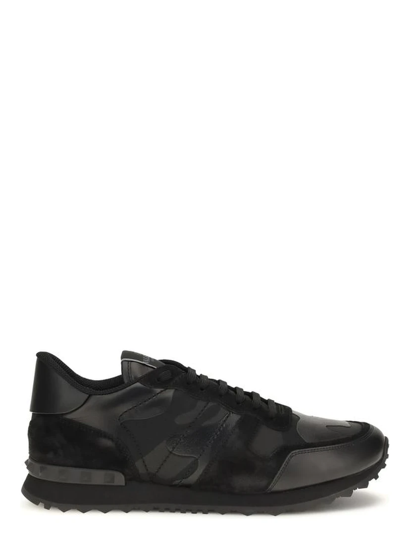 Black Polyester Athletic Sneakers